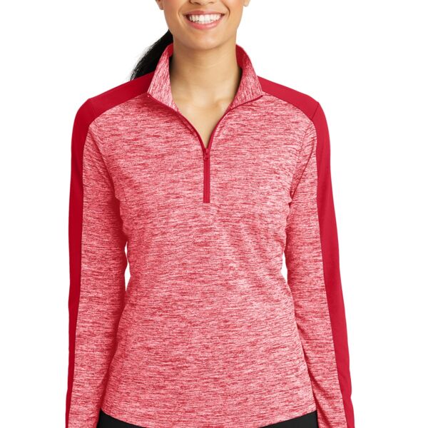 Sport Tek Women's PosiCharge ® Electric Heather Colorblock 1/4 Zip Pullover LST397 Women's PosiCharge ® Electric Heather Colorblock 1/4 Zip Pullover Thumbnail